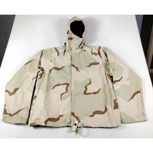 Military Chemical Protective Jacket Mens Medium Beige Desert Camo Hooded Prep